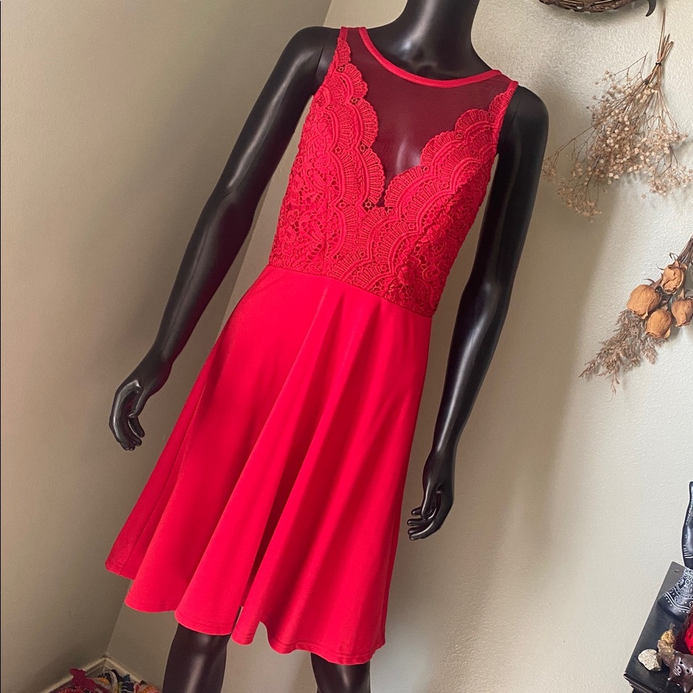 Grace Karin Red Lace Midi Dress NWTs